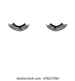 Vector closed eyes with eyelashes on a white background