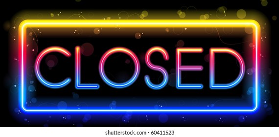 Vector - Closed Neon Sign Rainbow Color