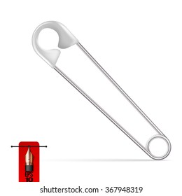 Vector closed safety pin isolated on white