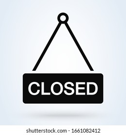 Vector Closed Store Sign. hanging with chain. icon in trendy flat style
