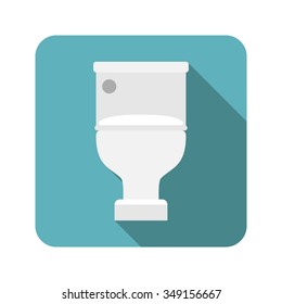 Vector closed toilet seat, flat design with long shadow