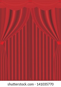 vector closed vertical red curtain