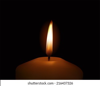 vector closeup of burning candle on dark background 