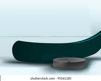 vector closeup of hockey stick and puck, raster version available