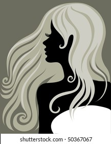 Vector closeup portrait of a blond girl with beautiful hair