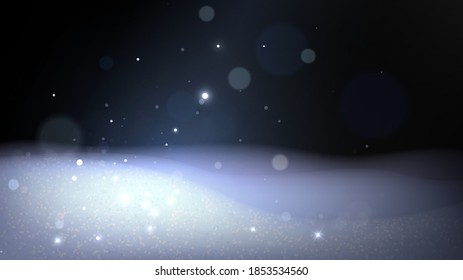 Saltos de nieve de cierre de vectores con efecto desdibujado en la noche, fondo de invierno