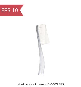 Vector close-up of a toothbrush. Simple watercolor illustration of toothbrush isolated on a white background.