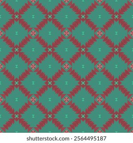 vector cloth pattern traditional geometric patterns tea style thousands of grid designs Pattern with striking blue-green color, traditional design for illustration, texture, clothing, background.