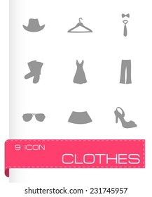 Vector clothes icons set on white background