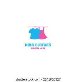 Vector clothes for little boys and girls logo design template illustration