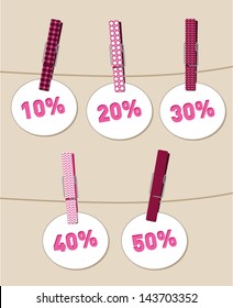 Vector clothespin, pattern design with sale percent