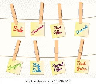 Vector clothespin, with sale text