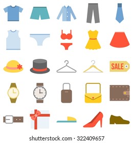 Vector clothing icons set,flat design