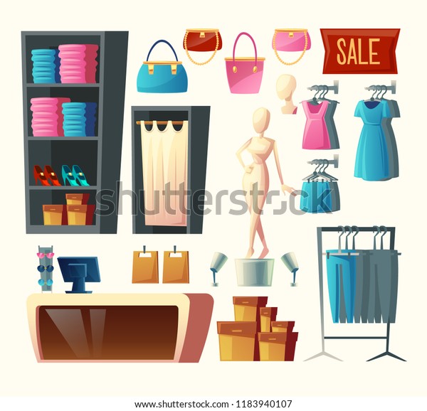 Vector Clothing Shop Set Wardrobe Clothes Stock Vector Royalty