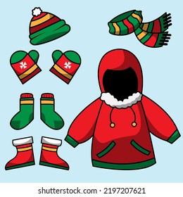 vector clothing for winter. cute vector designs.