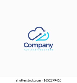 vector cloud arrow up computer data  design template