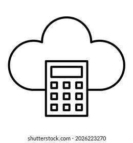 Vector Cloud Calculating Outline Icon Design
