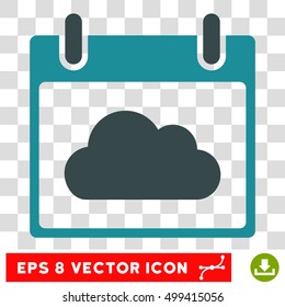 Vector Cloud Calendar Day EPS vector pictogram. Illustration style is flat iconic bicolor soft blue symbol on a transparent background.