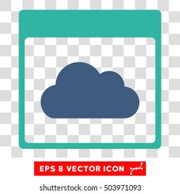 Vector Cloud Calendar Page EPS vector pictograph. Illustration style is flat iconic bicolor cobalt and cyan symbol on a transparent background.