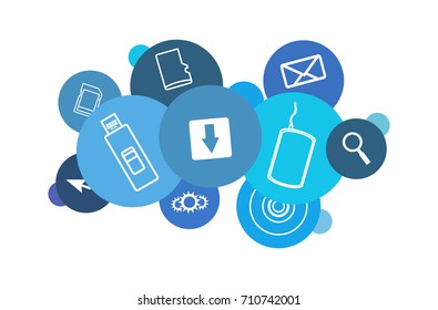 Vector cloud comprised of computer and data icons