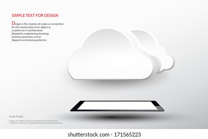 Vector Cloud computer display on  tablet
