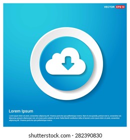 Vector cloud computing Download icon - abstract logo type icon - abstract Blue button on white sticker shadow background. Vector illustration