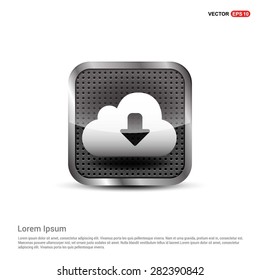 Vector cloud computing Download icon - abstract logo type icon - abstract steel metal button background. Vector illustration