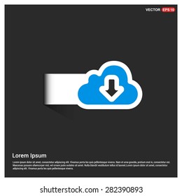 Vector cloud computing Download icon - abstract logo type icon - blue icon on white sticker on black background. Vector illustration