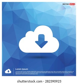 Vector cloud computing Download icon - abstract logo type icon - blue polygonal background. Vector illustration