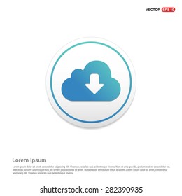 Vector cloud computing Download icon - abstract logo type icon - turquoise icon on white button background. Vector illustration