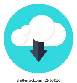 Vector cloud computing download icon, vector illustration. Flat design style