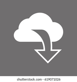 Vector cloud computing download icon, vector illustration