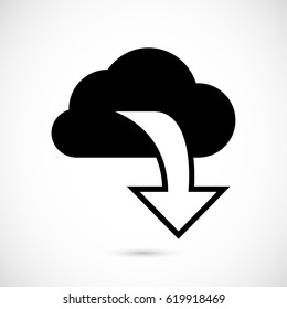 Vector cloud computing download icon, vector illustration