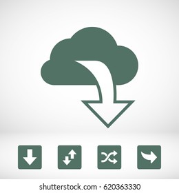 Vector cloud computing download icon, vector illustration