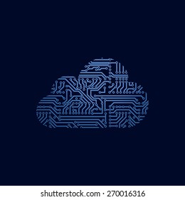 Vector cloud computing icon. Circuit board cloud.