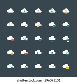 vector cloud computing icons flat style