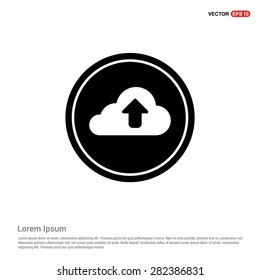 Vector cloud computing upload icon - abstract logo type icon - black circle background. Vector illustration