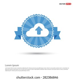Vector cloud computing upload icon - abstract logo type icon - Retro vintage badge and label Blue background. Vector illustration
