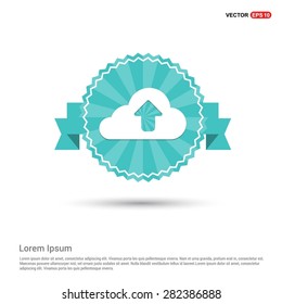 Vector cloud computing upload icon - abstract logo type icon - Retro vintage badge and label turquoise background. Vector illustration