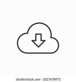 Icono de descarga de nube de vectores, símbolo de descarga, signo de computación en nube