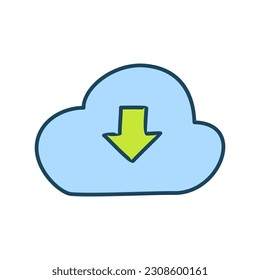 Download-Symbol der VektorCloud, Symbol herunterladen, Cloud-Computing-Zeichen