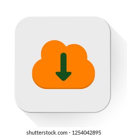 vector cloud download icon. Flat illustration of cloud computing. communication technology concept isolated on white background. download sign symbol