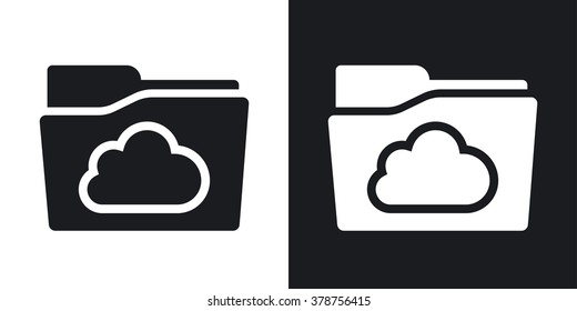 Vector cloud folder icon. Two-tone version on black and white background