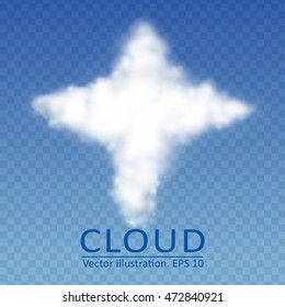 Vector cloud in the form of cross on a transparent blue sky. Vector collection 5.