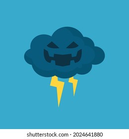 vector cloud with halloween pumpkin face illustration