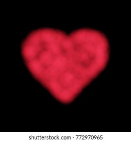 Vector Cloud Heart for Use on Dark Background, has Transparency. Red Smoke Heart on Black Backdrop, Element Can Use as Background