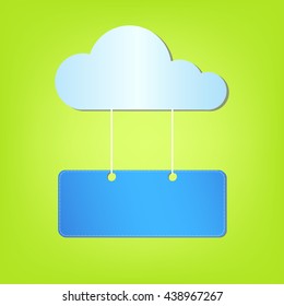 Vector cloud hosting illustration. Little hanging devices with place for your text.