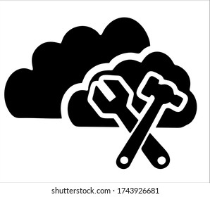 Vector cloud icon with image inside tools sign, sign for cloud technology.