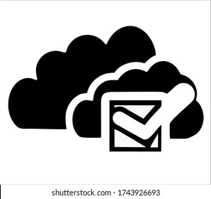Vector cloud icon with an image inside the checkmark sign, sign for cloud technology