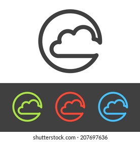Vector cloud icon set, line and flat design